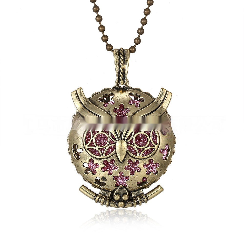 30mm Owl Essential Oil Diffusion Hollow Couple Lucky Tree Magnet Perfume Box Pendant