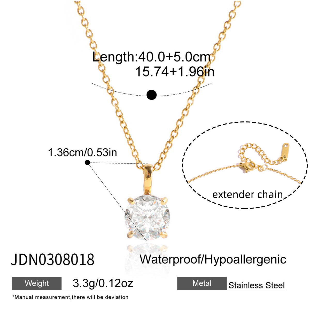 18K Titanium Steel Zircon Necklace Light Clavicle Chain