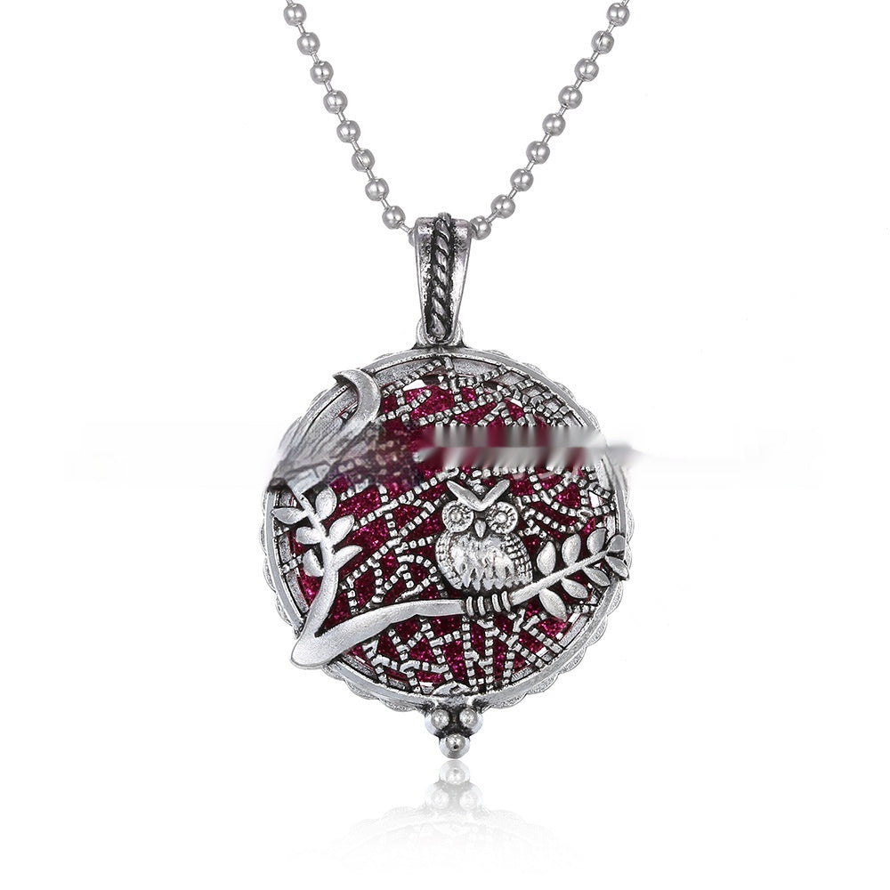 30mm Owl Essential Oil Diffusion Hollow Couple Lucky Tree Magnet Perfume Box Pendant