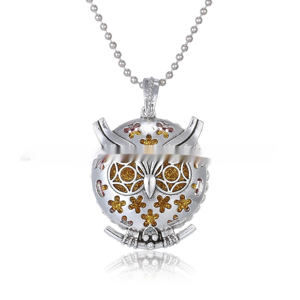 30mm Owl Essential Oil Diffusion Hollow Couple Lucky Tree Magnet Perfume Box Pendant