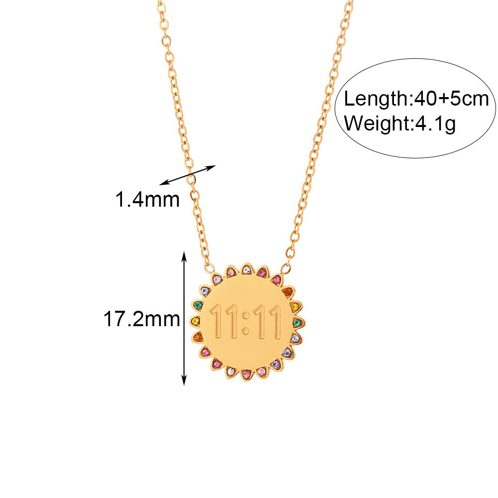 18K Gold Micro Inlay Rhinestone SUNFLOWER Pendant Necklace