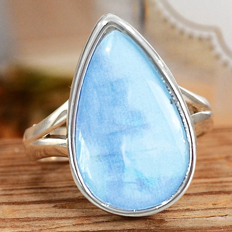 Blue Water Drop Exquisite Ring For Women