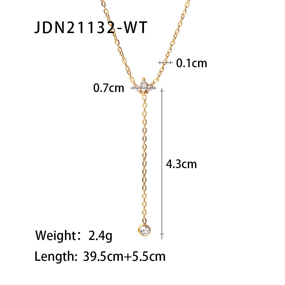 18K Titanium Steel Zircon Necklace Light Clavicle Chain