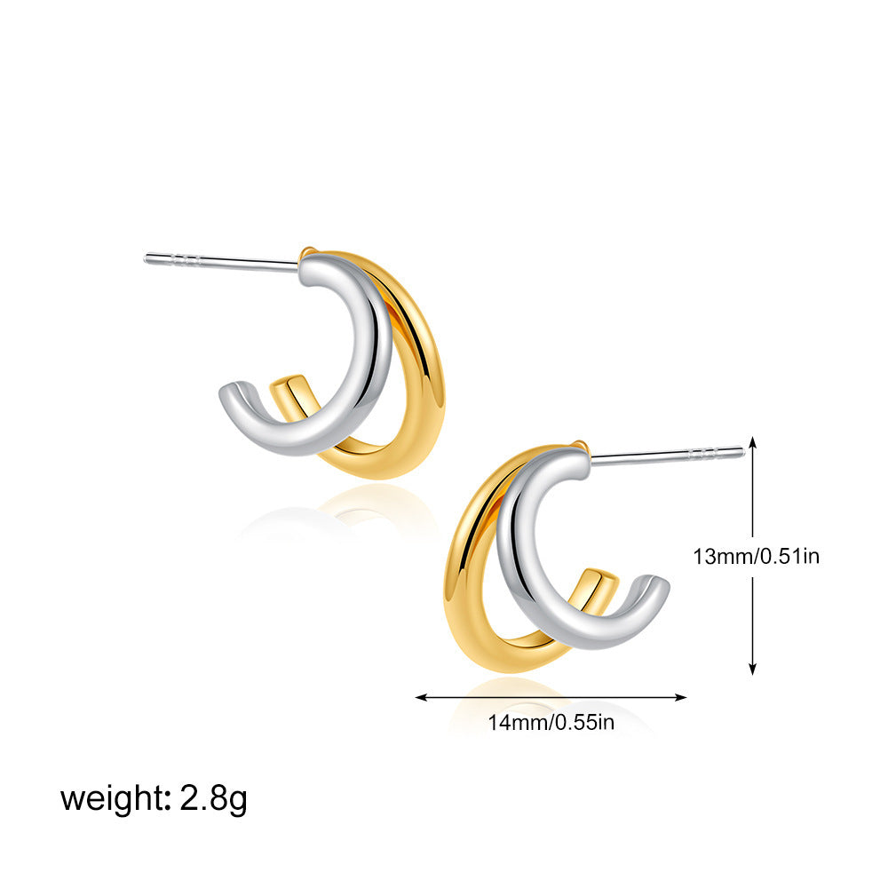 18K Gold INS Wind Geometry Three-piece Ear Buckle Set