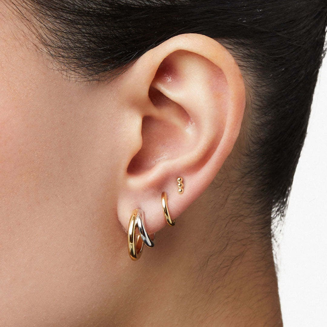18K Gold INS Wind Geometry Three-piece Ear Buckle Set