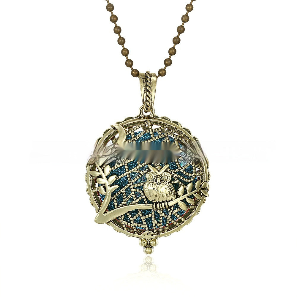 30mm Owl Essential Oil Diffusion Hollow Couple Lucky Tree Magnet Perfume Box Pendant