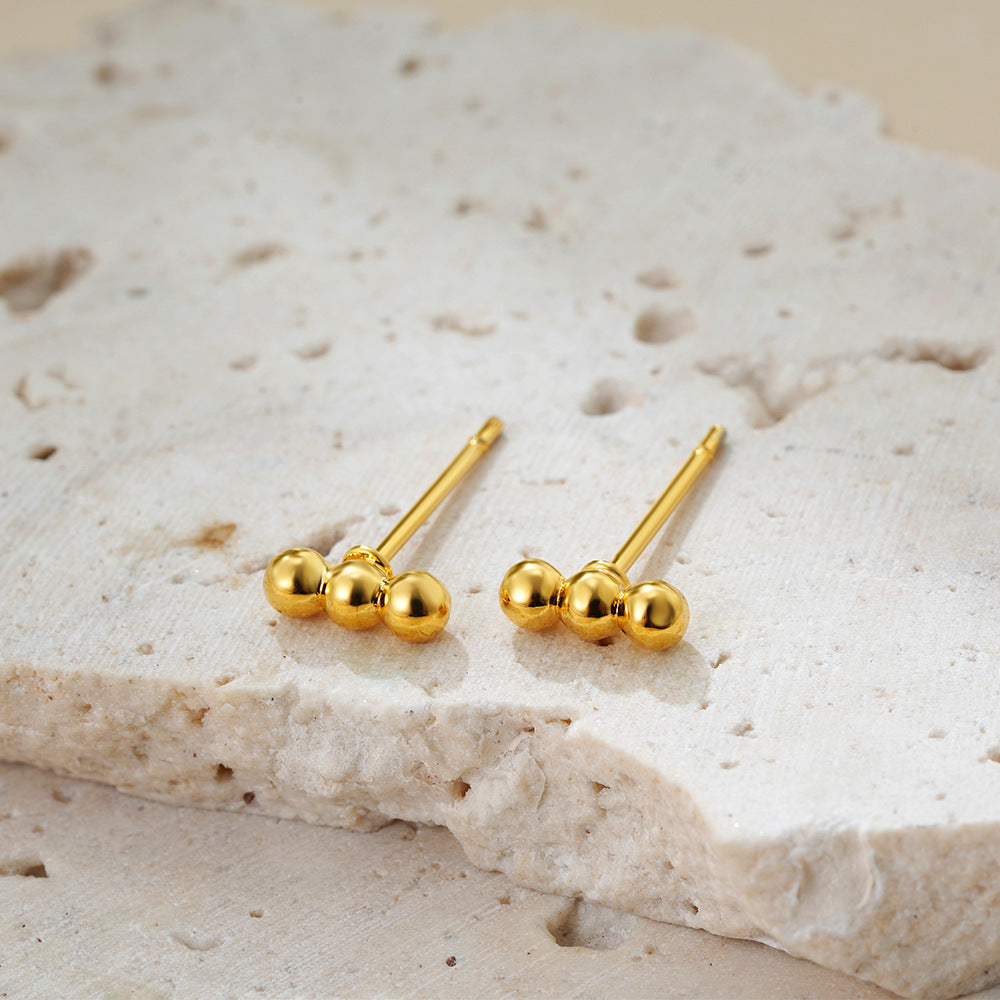 18K Gold INS Wind Geometry Three-piece Ear Buckle Set