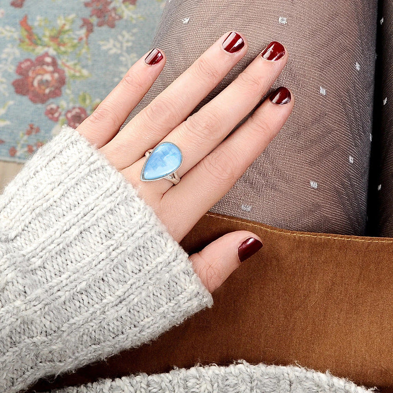 Blue Water Drop Exquisite Ring For Women
