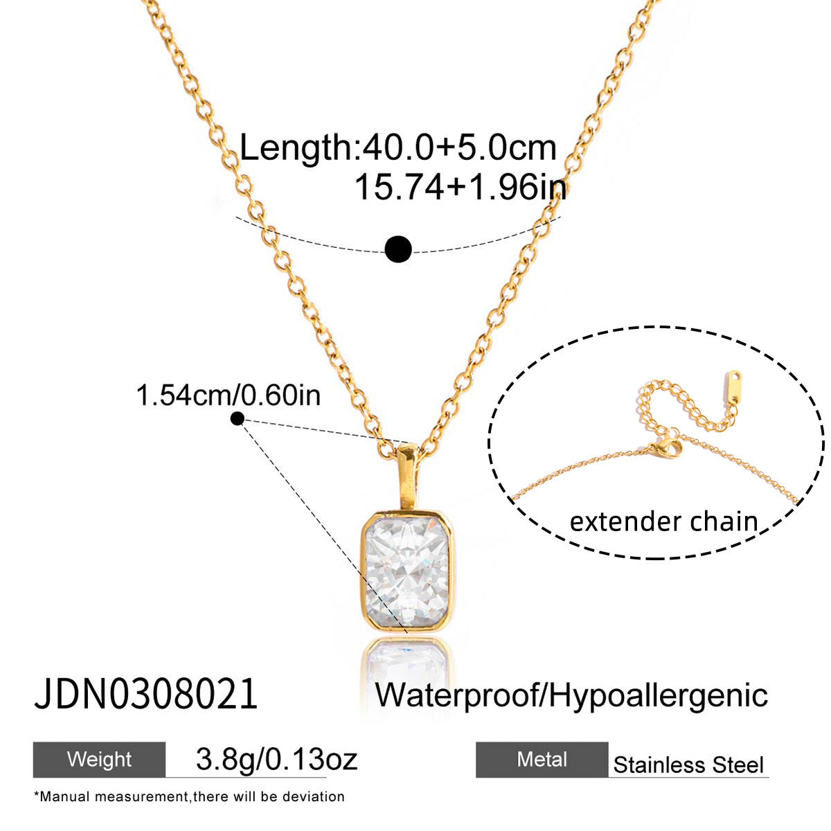 18K Titanium Steel Zircon Necklace Light Clavicle Chain